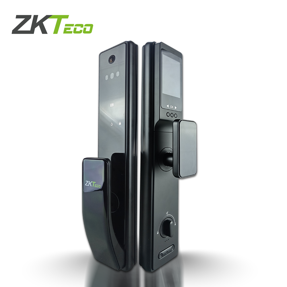 CERRADURA INTELIGENTE HBL400  ZKTECO  CON RECONOCIMIENTO FACIAL MULTI VERIFICACION CON CAPACIDAD DE 50 ROSTROS 100 HUELLAS DIGITALES 50 CONTRASEÑAS CONSTRUIDA EN ALUMINIO USO EN INTERIORES   COMUNICACION  WIFI  CON  APP  ZSMART