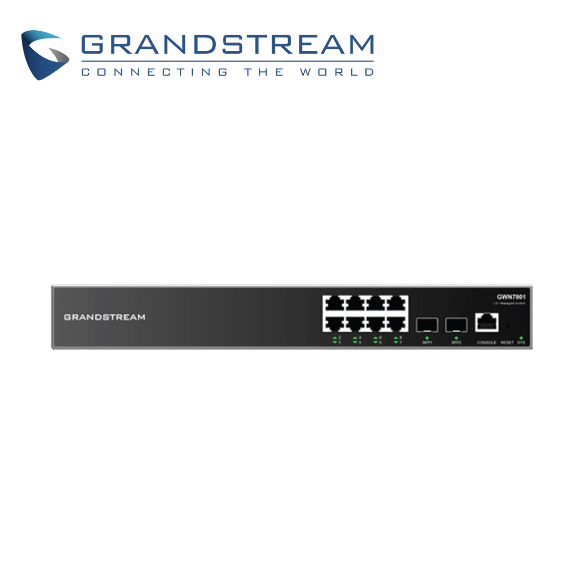 SWITCH ADMINISTRABLE POE+ GRANDSTREAM GWN7801P / 8 PUERTOS 10/100/1,000 MBPS / 8 PUERTOS POE+ AF/AT / 2 PUERTOS SFP 1,000MBPS / QOS / VLAN / ARP / TACACS+ / FILTRADO MAC / ADMISTRACION GWN CLOUD
