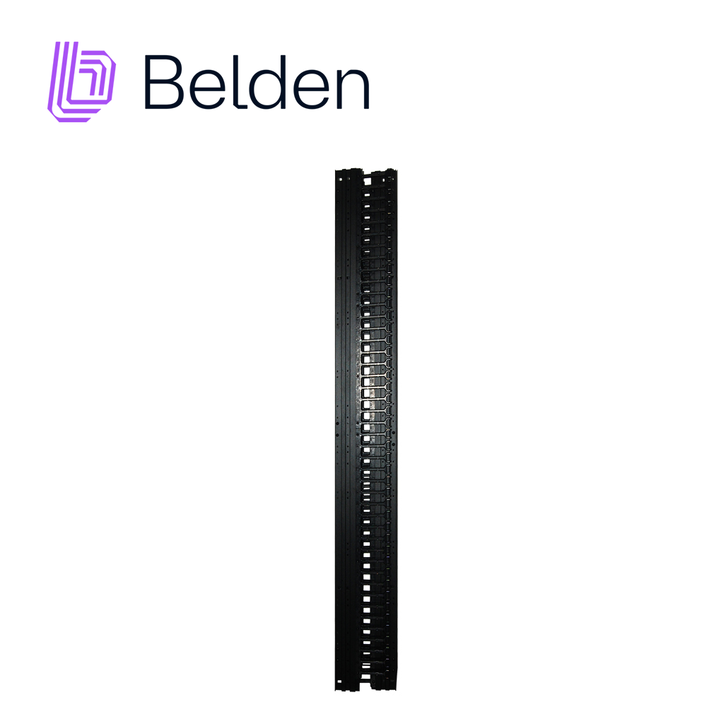 Organizador Vertical Belden Bhvhh06 De Alta Densidad 6PULGADAS Ancho 84 Pulgadas Alto Administracion Frontal Y Posterior 45 Ur Con Tapa Negro