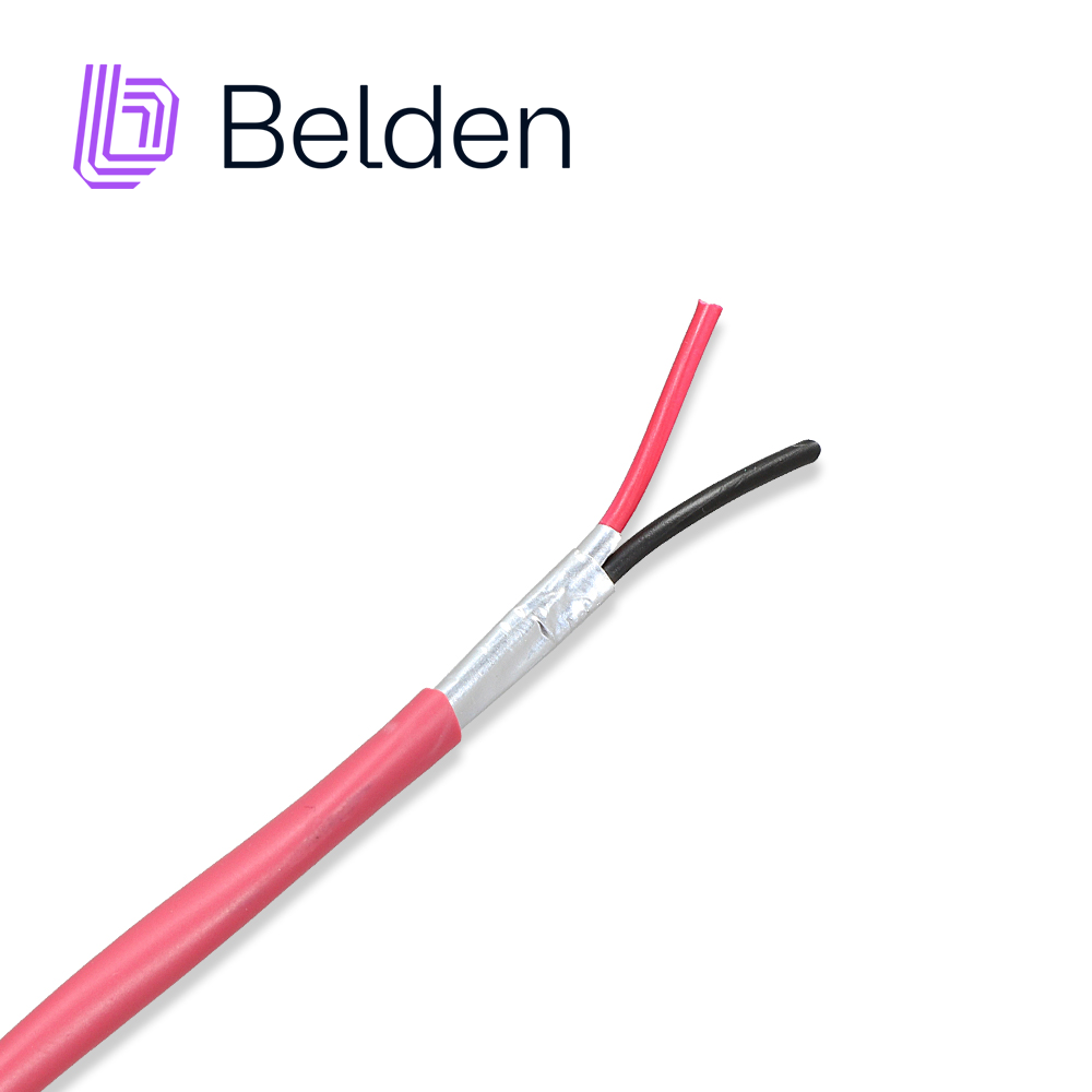 CABLE DE ALARMA CONTRA INCENDIOS BELDEN 5220FL 002A1000 / INTERIOR / ROJO / 2 CONDUCTORES / 16 AWG / SOLIDO / FORRO PVC / CMR - FPLR / BLINDADO / BOBINA EN CAJA / 1,000 PIES 305 METROS