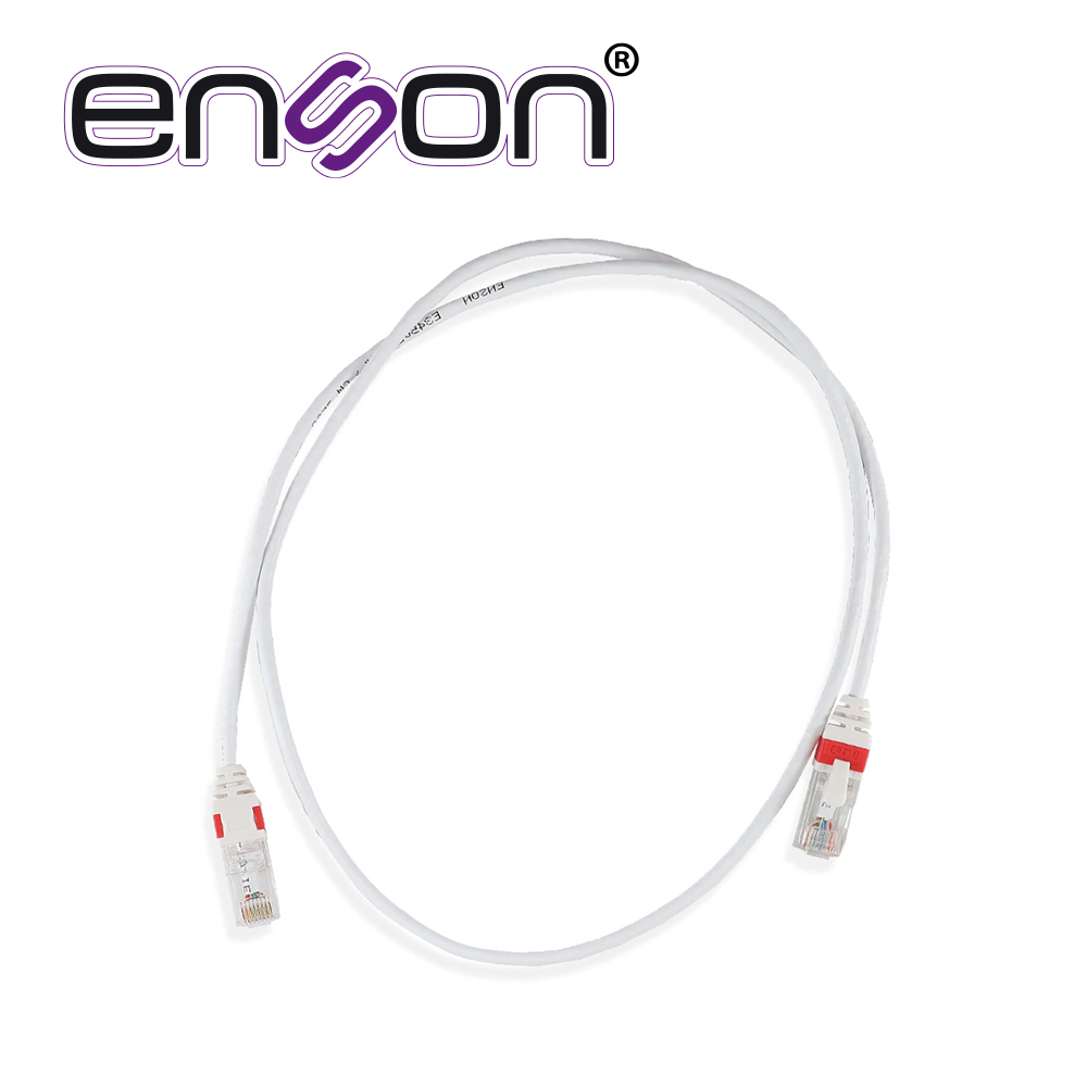 PATCHCORD UTP CAT6A ENSON P6A009WH FORRO PVC BLANCO 4 PARES CALIBRE CONDUCTOR 26 AWG USO INTERIOR LONGITUD 3 PIES 90 CENTIMETROS

