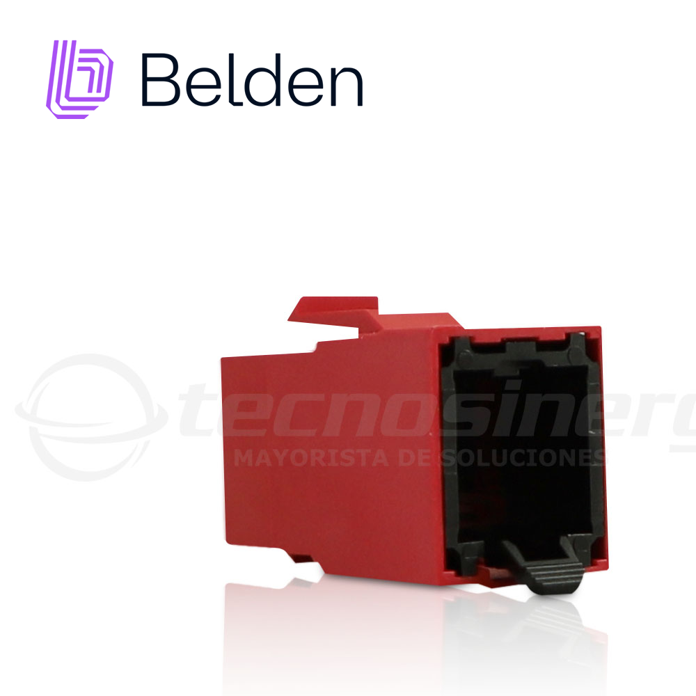 CONECTOR MODULAR JACK CAT6+ RJ45 BELDEN RV6MJKURD-S1 / REVCONNECT / INTERIOR / ROJO / PIEZA