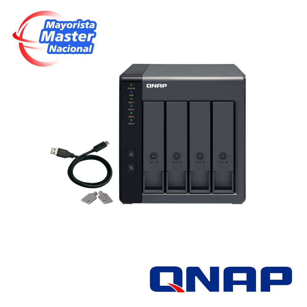 Caja De Expansion De Almacenamiento Qnap Tr-004-us / 4 Bahias Frontales Sata 3.5 Pulgadas Y 2.5 Pulgadas / Montaje En Escritorio / Interconexion Via USB / Compatible Con Nas Qnap Y Servidores Windows-mac