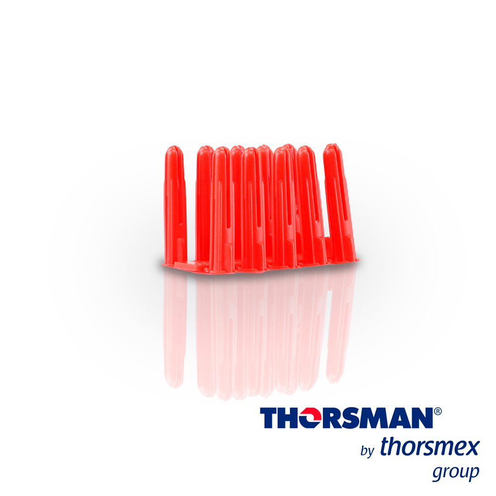 Paquete De 100 Piezas De Taquetes Thorsman Medida 1/4 Color Rojo Para Fijar Objetos En Muros Y Techos De Concreto O Superficies Solidas