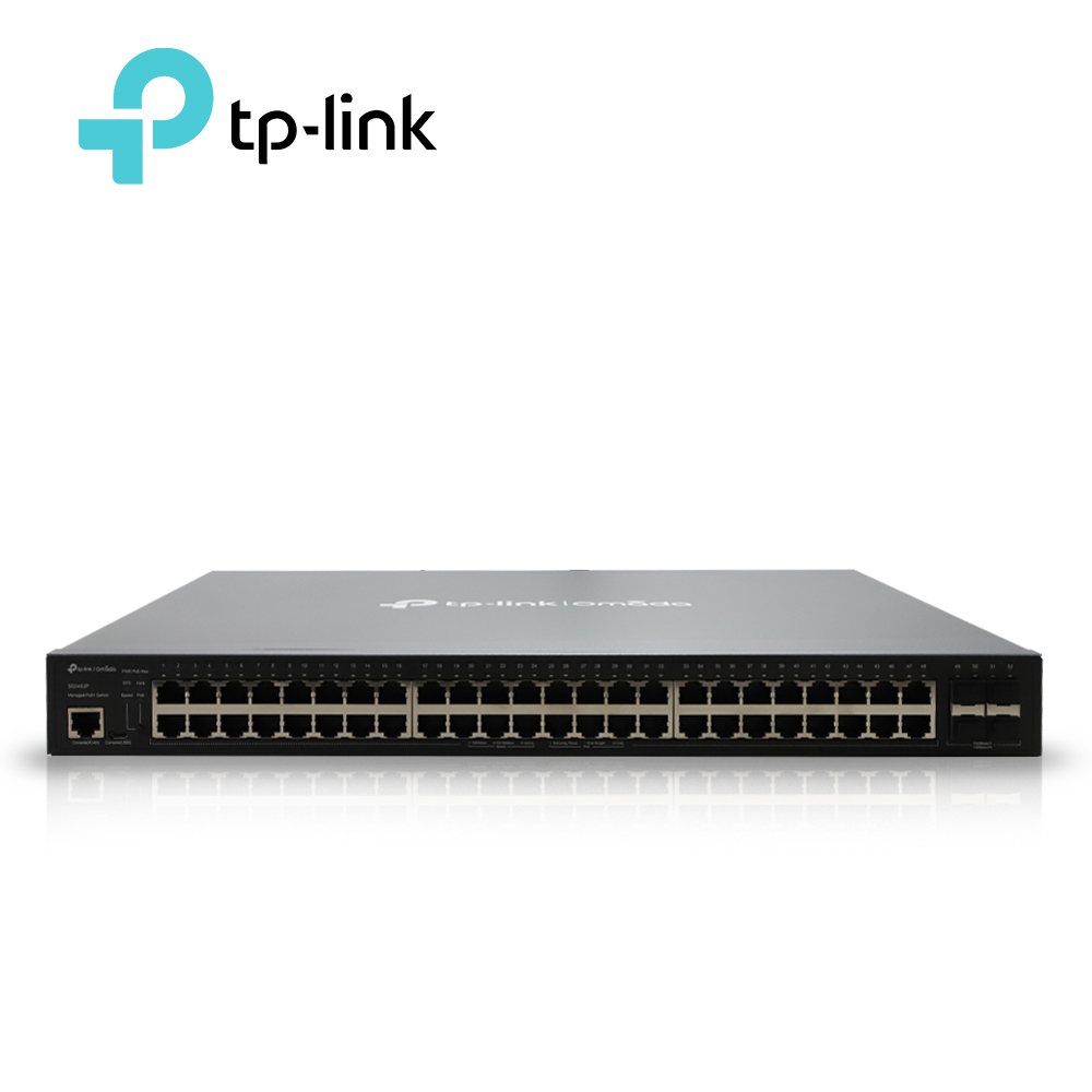 SWITCH ADMINISTRABLE TP-LINK SG3452P (TL-SG3452P) / 48 PUERTOS RJ45 POE AF/AT 10/100/1000 MBPS + 4 PUERTOS GIGA SFP / POTENCIA POE TOTAL 384 W / CARCASA METALICA IDEAL PARA RACK / USO INTERIOR / ADMINISTRACION CENTRALIZADA OMADA