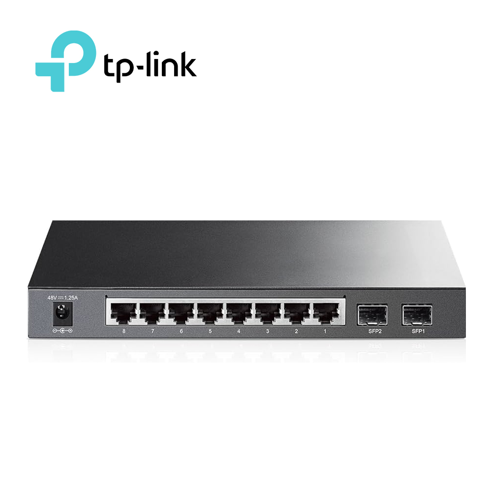 SWITCH ADMINISTRABLE TP-LINK SG2210P (TL-SG2210P) / 8 PUERTOS RJ45 POE AF 10/100/1000 MBPS/ 2 PUERTOS FIBRA OPTICA SFP (VACÍO) GIGABIT/ POTENCIA POE TOTAL 53 W/ APLICACIONES L2/L3/L4 QOS E IGMP SNOOPING PARA OPTIMIZAR VOZ Y VIDEO GESTIÓN CLI WEB