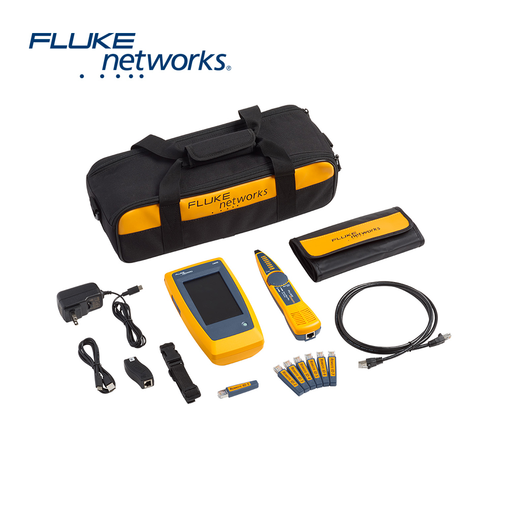 TESTER DE CABLES Y DE RED LINKIQ FLUKE NETWORKS LIQ-KIT PERMITE ENCONTRAR LA VELOCIDAD MÁXIMA DE CABLEADO HASTA 10 GBPS, COMPROBACIÓN DE CARGA POE, IDENTIFICA LA INFORMACIÓN DEL SWITCH MIDE LONGITUDES HASTA 305 METROS, PANTALLA TÁCTIL, IDENTIFICADORES REMOTOS 1-7, SONDA INTELLITONE, ADAPTADOR MODULAR RJ45/11,DESCARGA REPORTES PDF