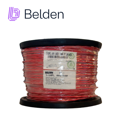 CABLE DE ALARMA CONTRA INCENDIOS BELDEN 5120FL 0021000 FORRO PVC ROJO CMR RISER-FPLR 2C/14AWG 2 CONDUCTORES CALIBRE 14 AWG SOLIDO BLINDADO 100% COBRE USO INTERIOR ESPECIAL PARA APLICACIONES ALARMA DE INCENDIO, MONITORIZACIÓN / DETECCIÓN, CIRCUITOS: AUDIO, CONTROL, INICIACIÓN, NOTIFICACIÓN, ENTORNO RUIDOSO BOBINA 1000 PIES 305 METROS