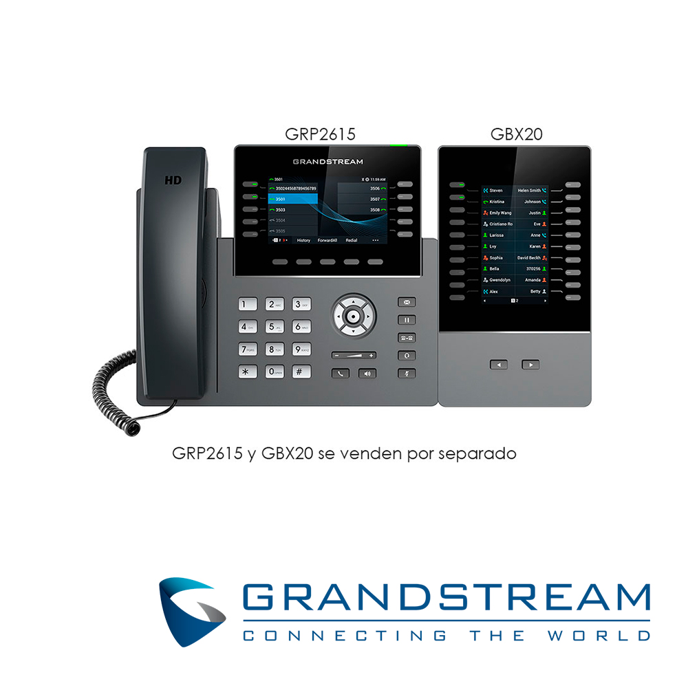 Modulo Expansion Grandstream Gbx20 / 20 Botones Programables / Pantalla LCD Tft Color / Compatible Con Grp2615/grp2624/grp2650/grp2670 Gxv3350/gxv3450 / Hasta 40 Contactos Por Modulo