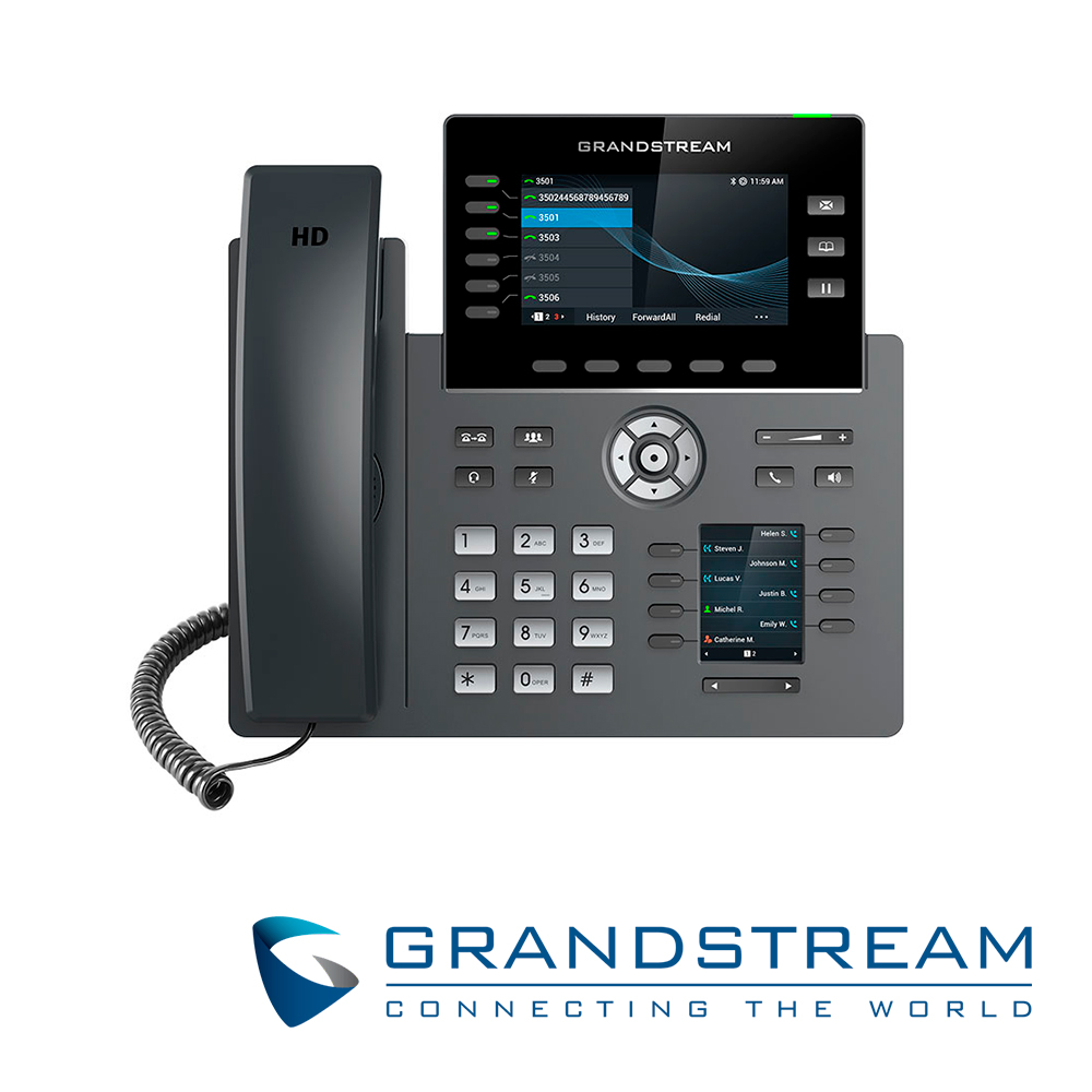 TELEFONO IP GRADO CARRIER WIFI 6 GRANDSTREAM GRP2616 / 16 CUENTAS SIP / 6 LINEAS / 6 TECLAS EXTENSIONES / PANTALLA COLOR LCD TFT / 2 PUERTOS 10/100/1,000MBPS / WIFI 802.11AC/AX / ALIMENTACION POE AF / 12VCD/1A