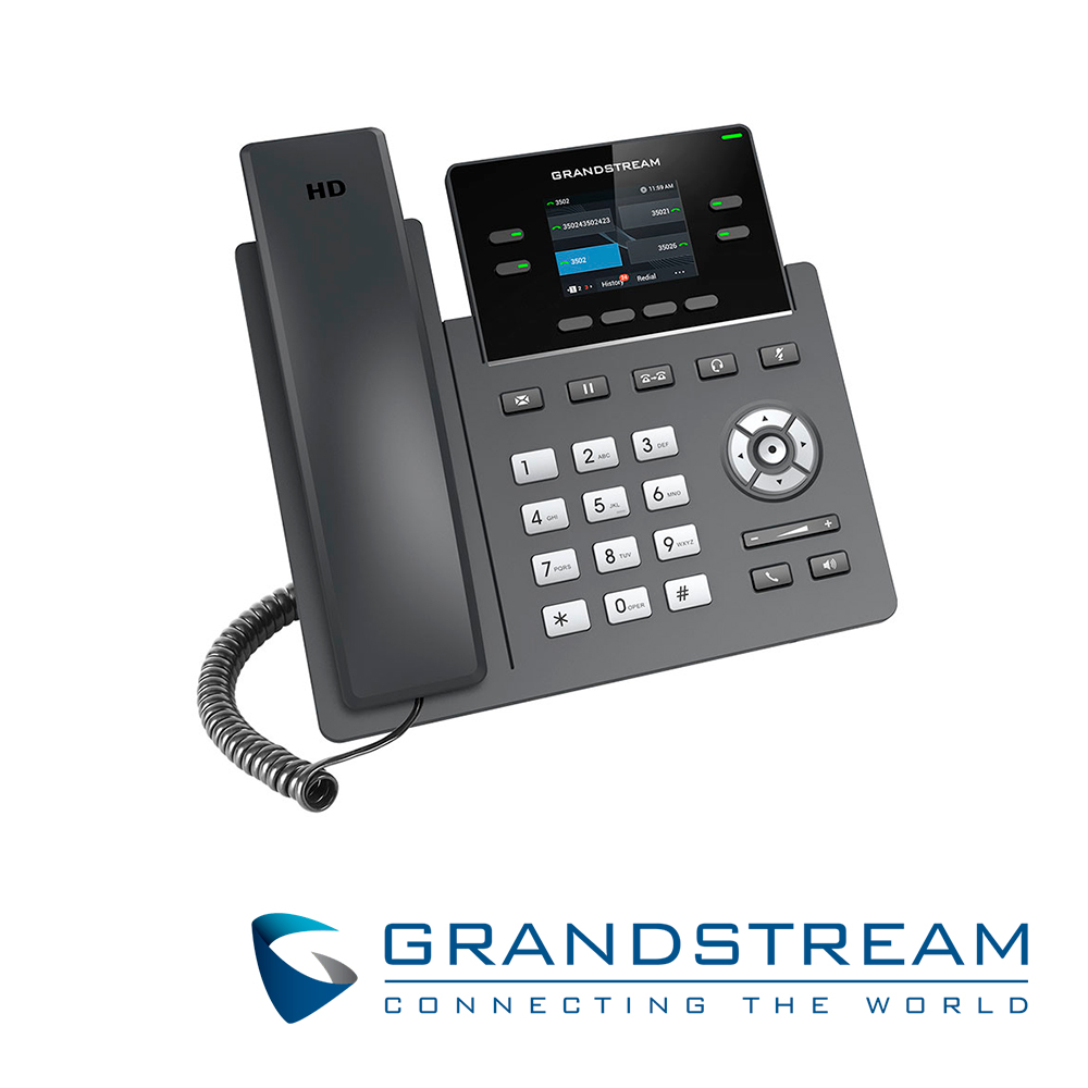 Telefono IP Grado Carrier Grandstream Grp2612p / 2 Cuentas Sip / 4 Lineas / 4 Teclas Multi Funcion Pantalla Color LCD Tft / 2 Puertos 10/100MBPS / Hasta 16 Teclas Blf / Alimentacion POE Af / 5VCD/0.6A