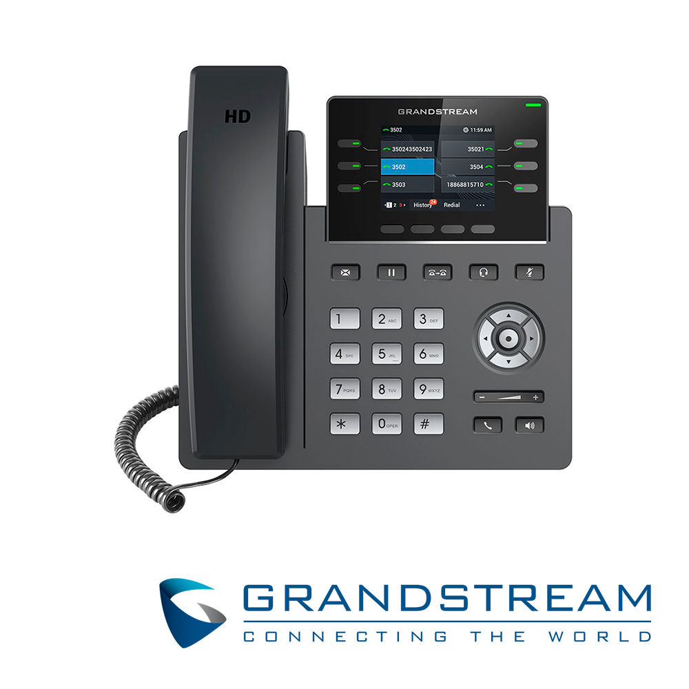 Telefono IP Grado Carrier Grandstream Grp2613 / 4 Cuentas Sip / 6 Lineas / 6 Teclas Multi Funcion Pantalla Color LCD Tft / 2 Puertos 10/100/1,000MBPS / Hasta 24 Teclas Blf / Alimentacion POE Af / 5VCD/0.6A