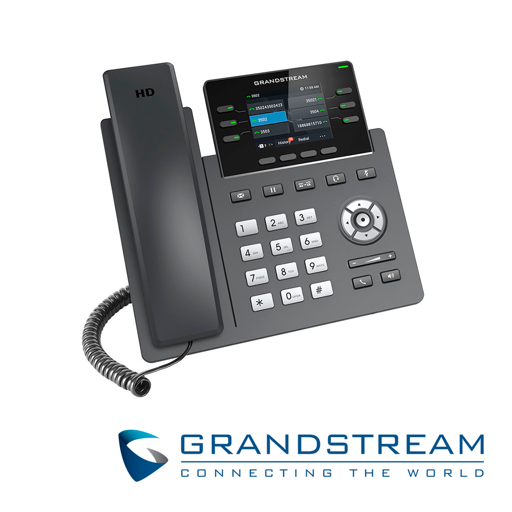 Telefono IP Grado Carrier Grandstream Grp2613 / 4 Cuentas Sip / 6 Lineas / 6 Teclas Multi Funcion Pantalla Color LCD Tft / 2 Puertos 10/100/1,000MBPS / Hasta 24 Teclas Blf / Alimentacion POE Af / 5VCD/0.6A