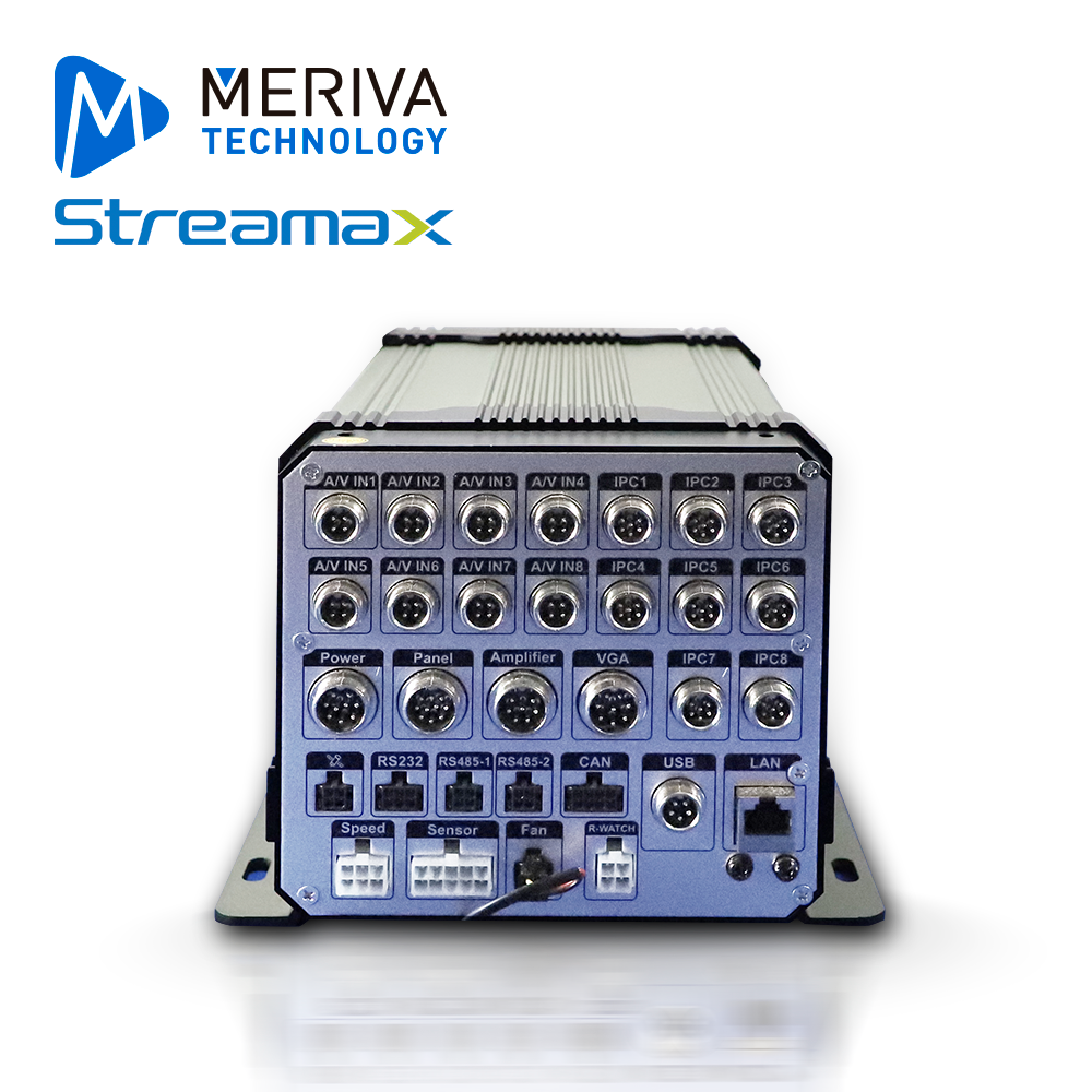 DVR Movil AHD Meriva Streamax A8pro-h0808 Hibrido / 8CH AHD / 8CH IP AI Incorporado / Admite 2 Canales AI / 1080P / Modulo GPS / Modulo 4G / Modulo Wifi / Soporta Disco Duro 1TB 3.5 Cmr / Conectores Din De Aviacion 4 Pines Y 6 Pines / G-sensor / Com