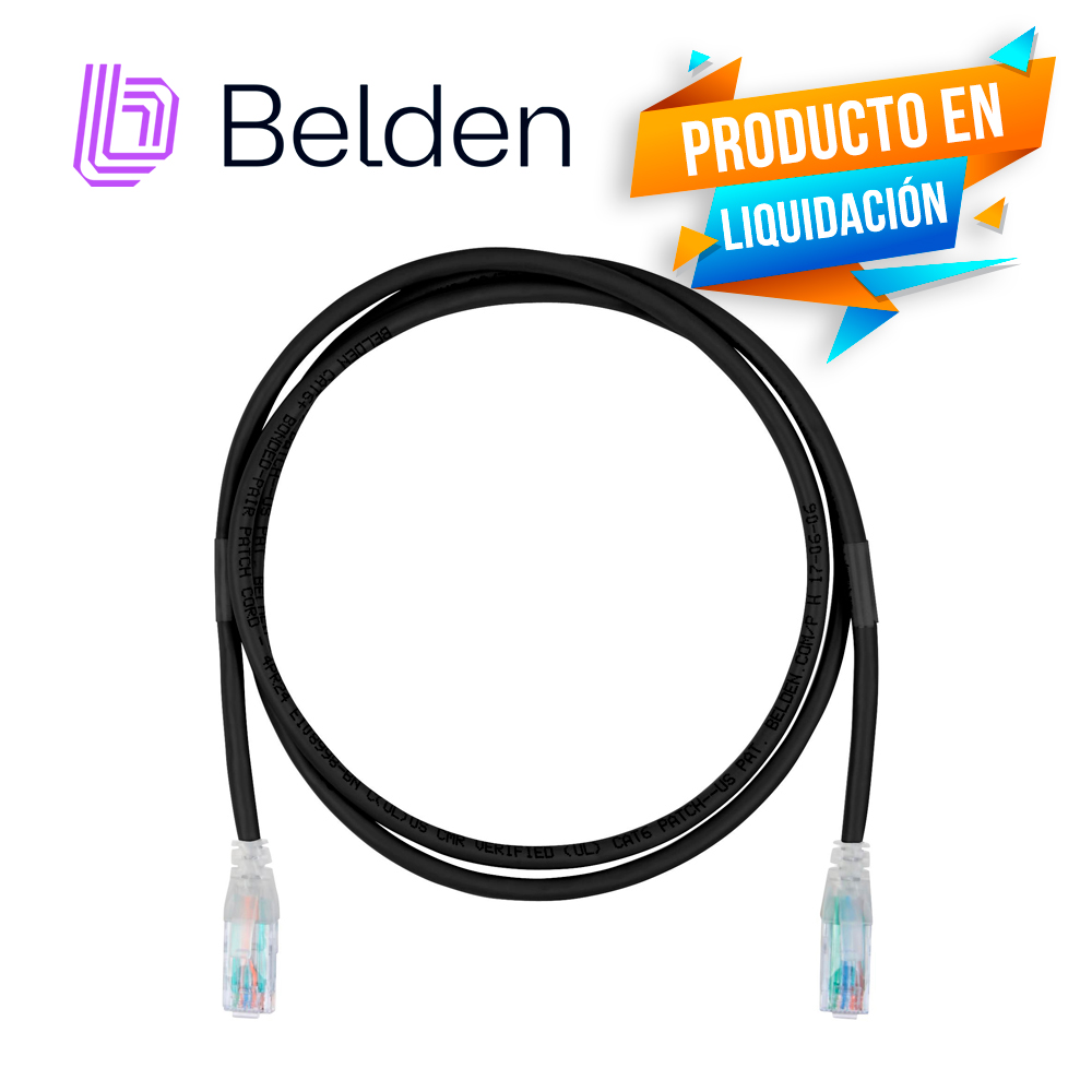 PATCHCORD UTP CAT6 BELDEN C601100010 FORRO PVC NEGRO CMR-RISER 4 PARES CALIBRE CONDUCTOR 24 AWG 100% COBRE USO INTERIOR PARTES RELACIONADAS:CONECTORES MODULARES CAT6 PATCH PANEL CAT6 LONGITUD 10 PIES 3 METROS