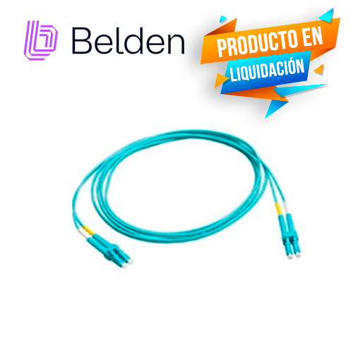 JUMPER DE FIBRA OPTICA BELDEN FP3SDSD003M FORRO PVC COLOR AQUA FLAMABILIDAD OFNR RISER TIPO DE FIBRA MULTIMODO OM3 50/125 MICRAS CONECTORES SC DUPLEX - SC DUPLEX LONGITUD 3 METROS APLICACIONES ADECUADAS ADECUADAS CENTROS DE DATOS SALAS DE EQUIPOS PRINCIPALES SALAS DE TELECOMUNICACIONES Y AREAS DE TRABAJO USO INTERIOR
