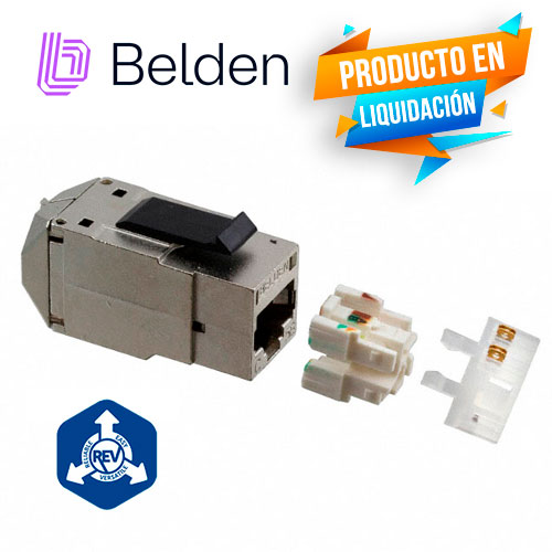 Conector Modular Jack RJ45 Cat5e Blindado Stp Revconnect Belden Rv5mjksme-s1 Estilo Keyconnect Color Metal Compatible Con Faceplate Ax102660,ax102655,ax102249 Esquema De Cableado T568a/b Herramienta Compatible Rvutt01 Uso Interior Calibre Del Conductor 24 Awg