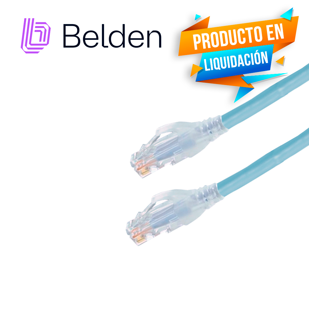 Patchcord UTP CAT6 Belden C601116007 Forro Pvc Azul Claro Cmr-riser 4 Pares Calibre Conductor 24 Awg 100% Cobre Uso Interior Partes Relacionadas:conectores Modulares CAT6 Patch Panel CAT6 Longitud 7 Pies 2.1 Metros