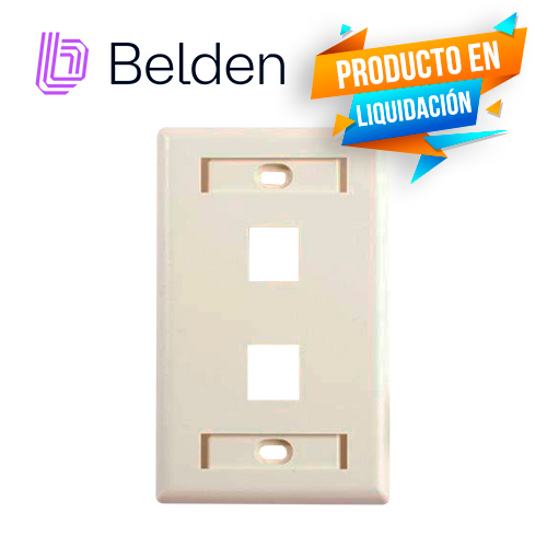 PLACA DE PARED (FACEPLATE) BELDEN AX103923 2 PUERTO COMPATIBLE CON JACKS ESTILO KEYCONNECT UNIVERSAL CAT6A CAT6 CAT5E CONECTORES DE FIBRA OPTICA Y COAXIALES COLOR ALMENDRA USO INTERIOR MATERIAL PLASTICO UL94V INCLUYE TORNILLO 6-32 ETIQUETA DE CARTON VENTANA TRANSPARENTE