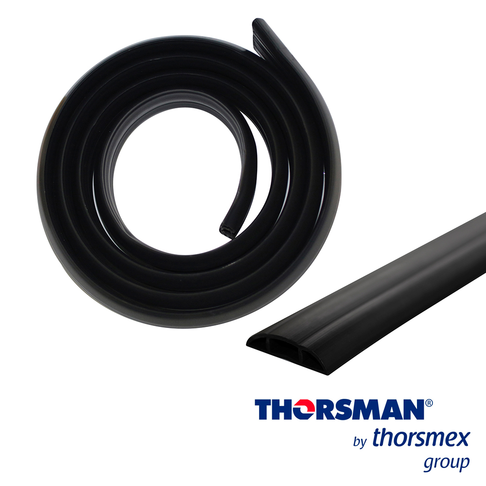 FLEXIDUCTHO  THORSMAN 9300-01254 ROLLO 2.5MTS, COLOR NEGRO,  RESISTENCIA A LA HUMEDAD Y ATMOSFERA CORROSIVA, RESISTENCIA HASTA 100 KG DE PASO CONTINUO,  ALTA RIGIDEZ DIELECTRICA, PVC FLEXIBLE Y AUTO-EXTINGUIBLE, RESISTENTE A LOS RAYOS UV, CANALETA IDEAL PARA INSTALACIONES ELECTRICAS EN PISO O ZOCLO, SU DISEÑO TIPO MEDIA CAÑA BRINDA SEGURIDAD, RESISTENCIA Y COMODIDAD.