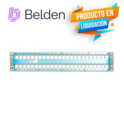 PATCH PANEL MODULAR BLINDADO CAT6A CAT6 CAT5E BELDEN AX104564 48 PUERTOS RJ45 (VACIO) ESTILO KEYCONNECT TITANIUM 2 UNIDADES DE RACK USO INTERIOR INCLUYE TORNILLOS CORREA VELCRO BARRA DE CONEXION CABLE TRASERO GUIA DE INSTALACION KIT CABLE DE TIERRA