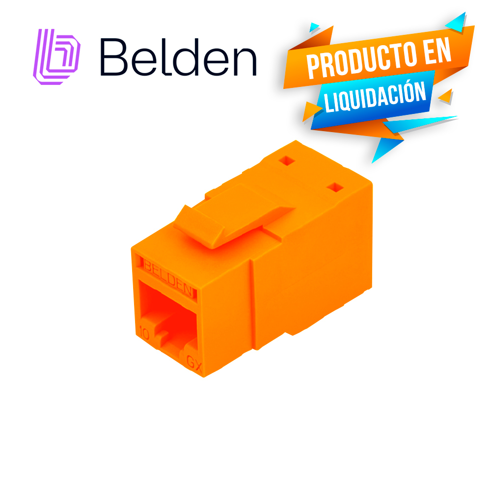Conector Modular Jack RJ45 Cat6a Revconnect Belden Rvamjkuor-s1 Estilo Keyconnect Naranja Compatible Con Faceplate Ax102660,ax102655,ax102249 Esquema De Cableado T568a/b Herramienta Compatible Rvutt01 Uso Interior Calibre Del Conductor 23-24 Aw