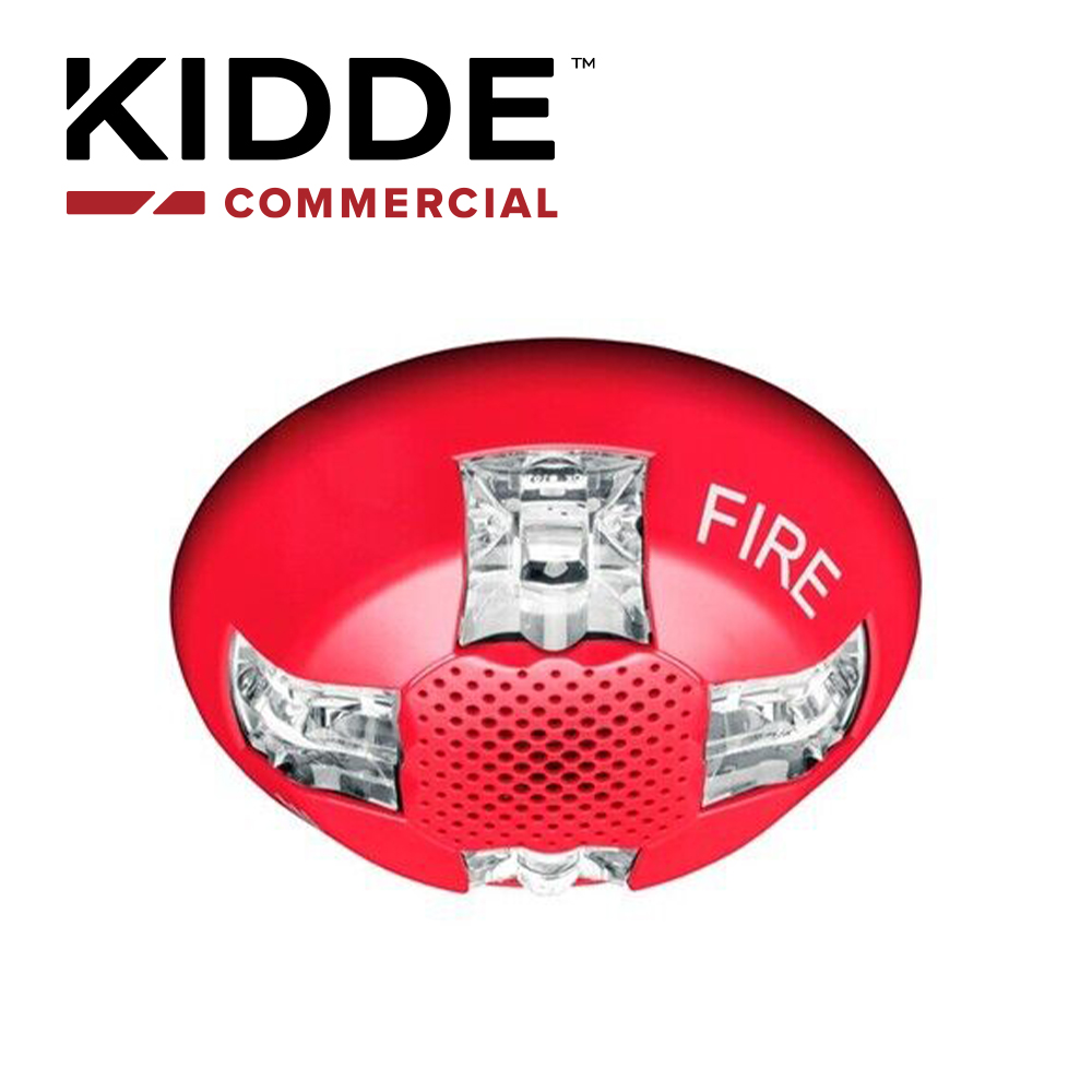 Sirena Con Estrobo De Techo, 15-115 Cd, Marca Kidde, Egcavrf, Roja, Con La Palabra Fire. Placa De Cableado Incluida.