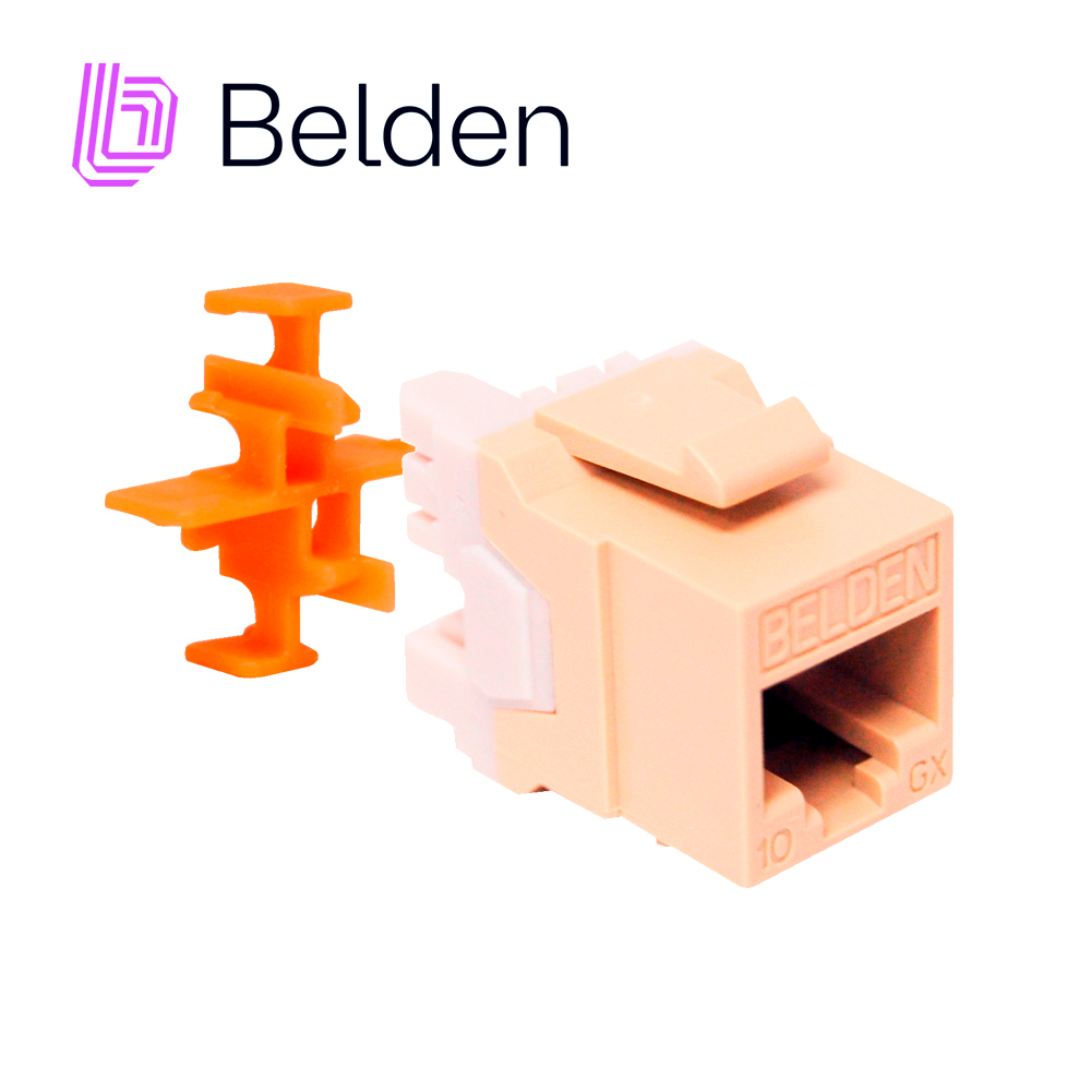 CONECTOR MODULAR JACK RJ45 CAT6A BELDEN AX103073 ESTILO KEYCONNECT MARFIL COMPATIBLE CON FACEPLATE AX102660,AX102655,AX102249 PATCH PANEL MODULAR AX103114,AX103115,AX104599 ESQUEMA DE CABLEADO T568A/B HERRAMIENTA COMPATIBLE AX100749 USO INTERIOR CALIBRE DEL CONDUCTOR 22-24 AWG