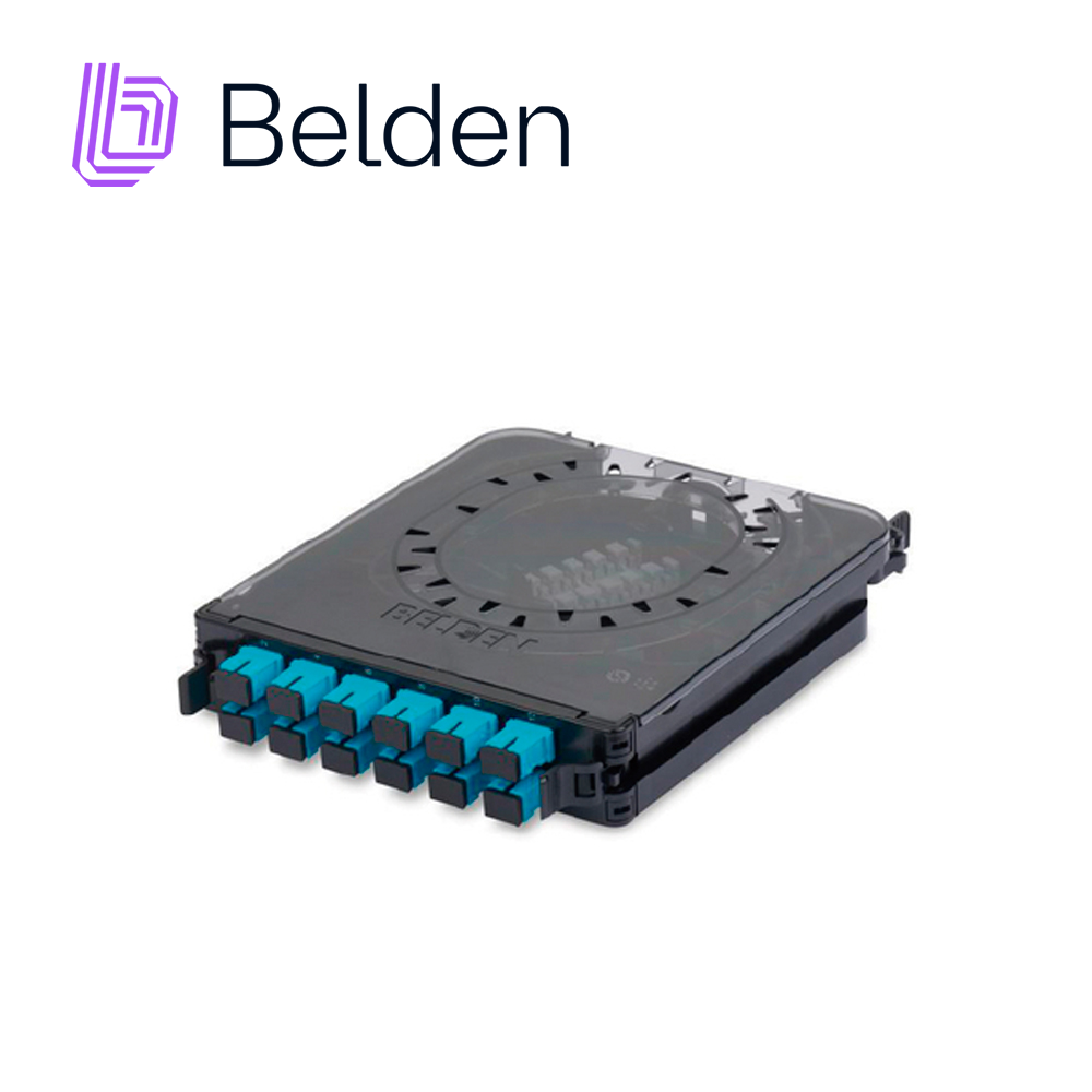 CASSETTE ECX PARA FIBRA OPTICA BELDEN FC3X12LDFS 12 PUERTOS 24 FIBRAS MULTIMODO OM3  LC DUPLEX  AQUA