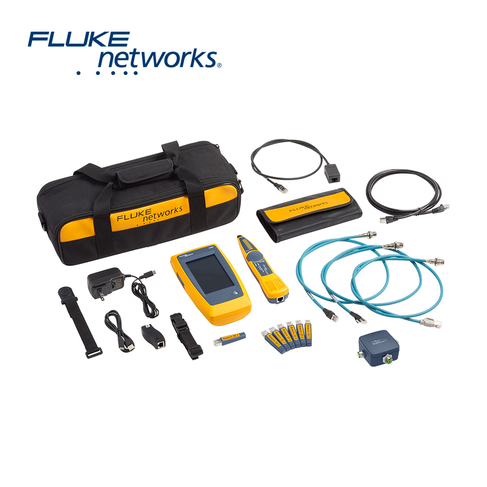 TESTER DE CABLES Y DE RED LINKIQ FLUKE NETWORKS LIQ-KIT-IE CON ADAPTADOR MULTICONECTOR CON CORREA MAGNETICA, IDENTIFICACIONES REMOTAS RJ45 NO.1 A 7 CON MALETIN, SONDA INTELLITONE INCLUYE PATCH CORD RJ45/M12X, PATCH CORD RJ45/M12D, PATCH CORD RJ45/M8D ADAPTADOR MODULAR RJ45/11