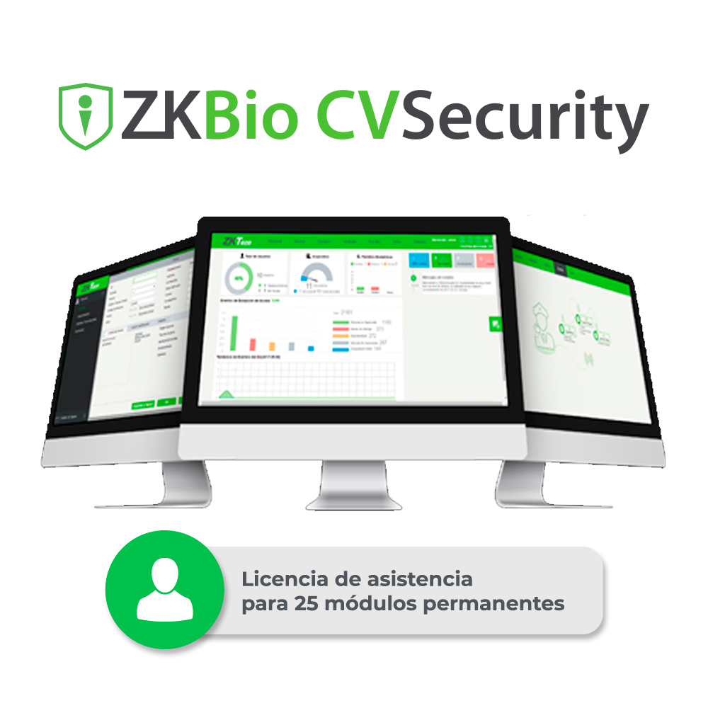 Licencia Bio Cvsecurity Modulo De Asistencia Zkteco Zkcv-ta-p25 Para 25 Puntos De Asistencia Permanente Compatible Con G1,g3