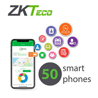LICENCIA ZKTECO BIOTIME APP-P50 PARA ACTIVAR APP BIOTIME SOFTWARE DE ASISTENCIA EN 50 SMARTPHONES PERMANENTE