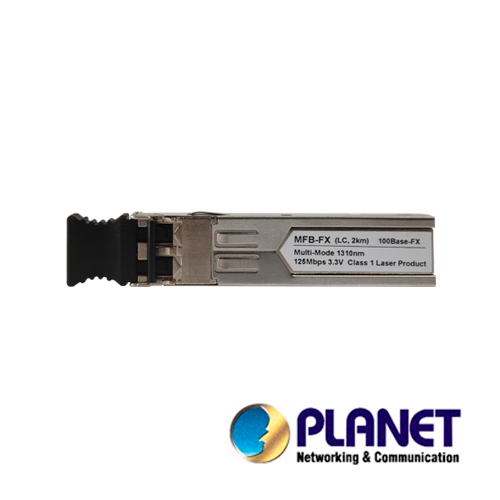Transceptor De Fibra Optica Multimodo SFP / Planet Mfb-fx / Velocidad De 10/100 Mbps / Conector Lc / Longitud De Onda 1310NM / Distancia De 2 Km.