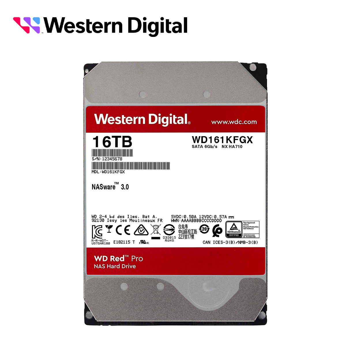 Dd Disco Duro Wd161kfgx Wd Red Pro 3.5 Sata 16TB Cache 256MB 7200RMP Especial Para Almacenamiento Y Nas Hasta 24 Bahias