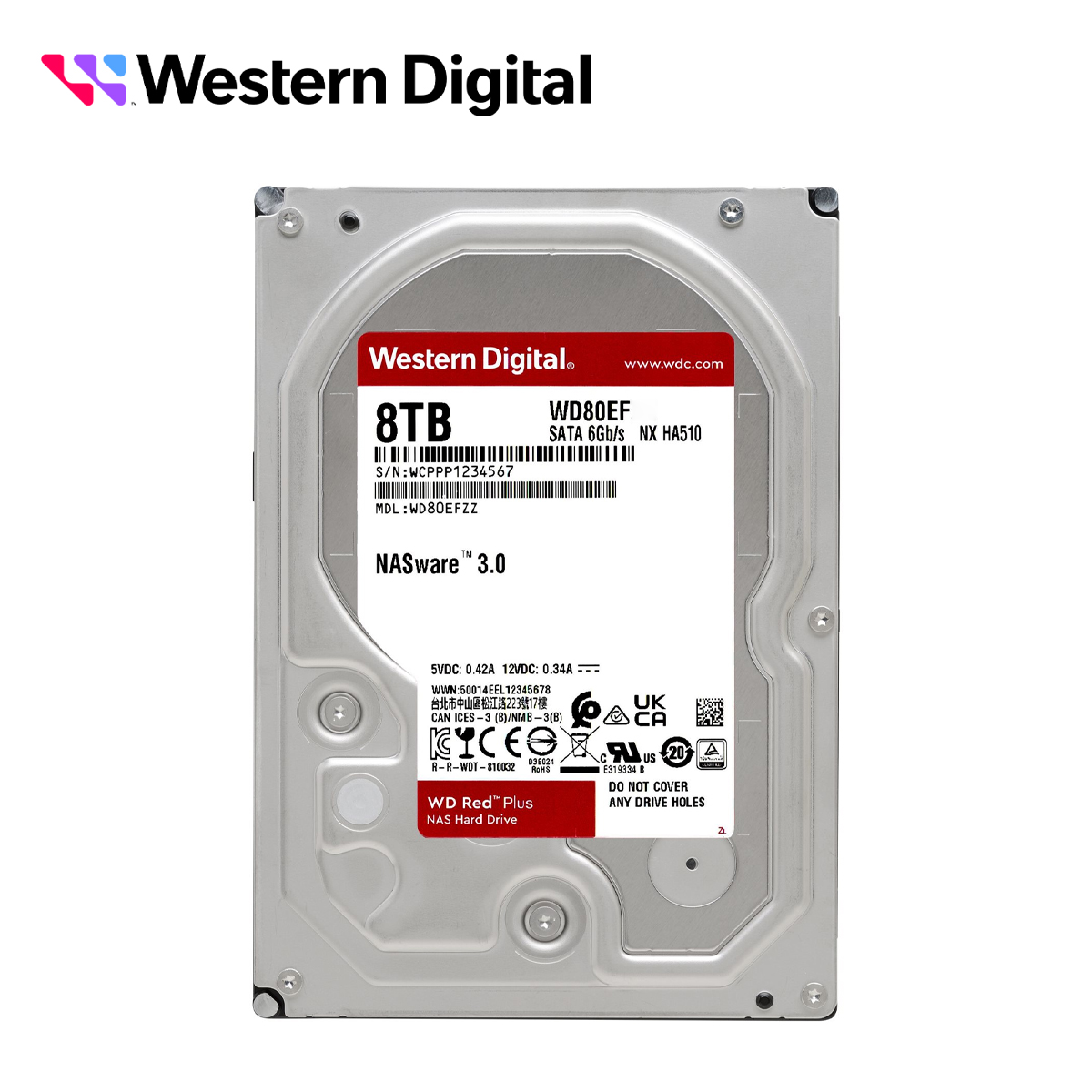 Dd Disco Duro 8 TB Sata Wd Red Plues Wd80efpx / 3.5 5640RPM Cache 256MB Sata 6 Gbs / Especial Para Almacenamiento Y Nas