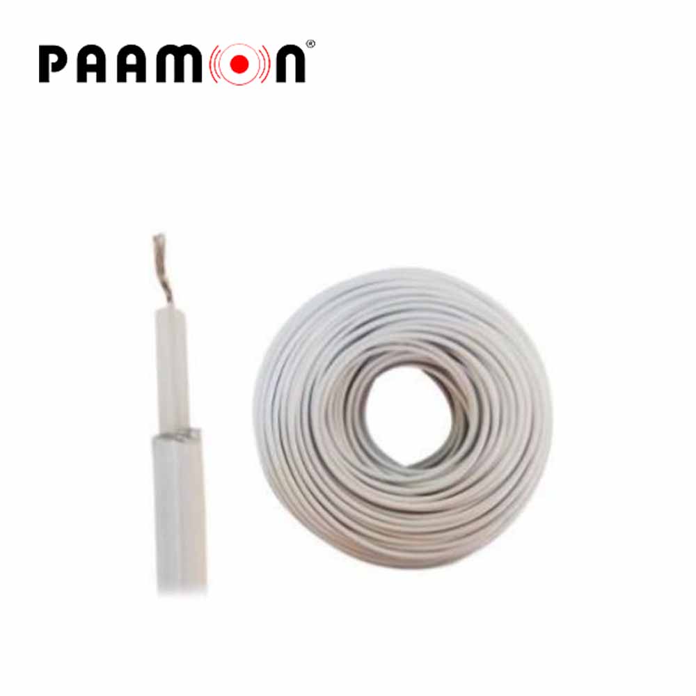 CABLE DOBLE AISLADO COLOR BLANCO / CAB-DOBLE AISLADO -WP-100M PAAMON / CAPA AISLANTE DE POLIETILENO CONDUCTOR 22AWG DE ALEACION DE ALUMINIO PARA EXTERIOR SOPORTA HASTA 18,000 VOLTS ROLLO DE 100 METROS IDEAL PARA CERCA ELECTRICA