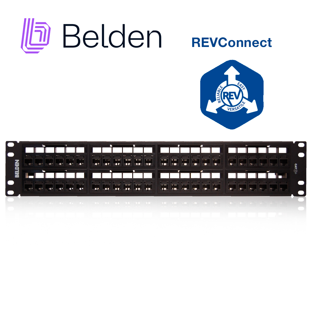 Patch Panel Revconnect Cat6+ Belden Rv6ppf2u48bk / Negro / 48 Puertos / 2UR / Precargado / Pieza
