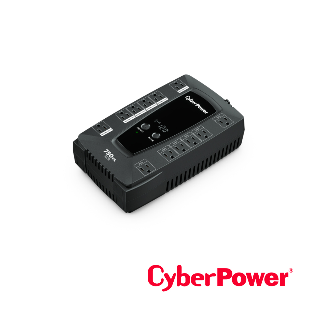 NO BREAK UPS TIPO TORRE AVRG750LCD CYBERPOWER 750VA/450W, 6 CONTACTOS CON RESPALDO-SUPRESION DE PICOS/6 CONTACTOS CON SUPRESION DE PICOS/LINEA INTERACTIVA/GREEN POWER/PUERTOS RJ11/RJ45/ USB.