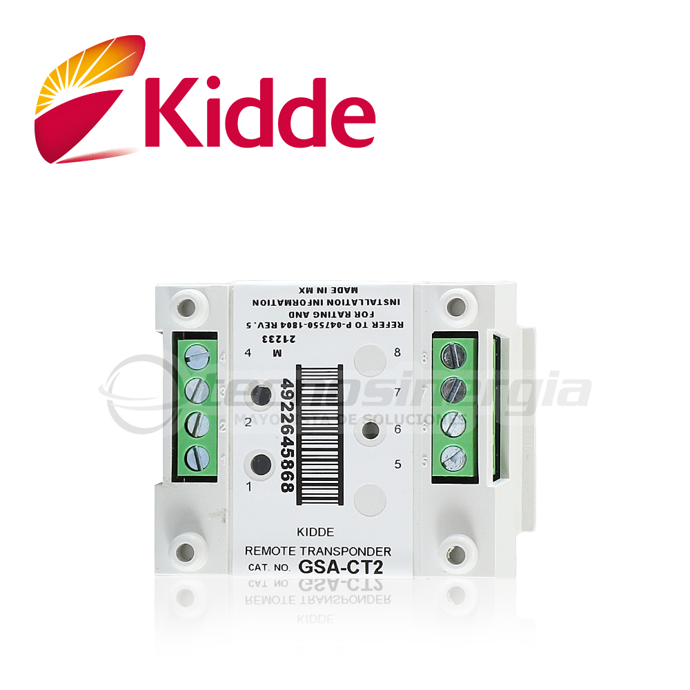 MODULO DE SUPERVISION DE CONTACTO SECO DOBLE VIGILANT GSA-CT2 SE INTEGRA EN EL LAZO DE COMUNICACION SLC DE LOS PANELES DE DETECCION DE HUMO VS1 Y VS4 DE KIDDE, LISTADO UL, ULC, MEA, CSFM