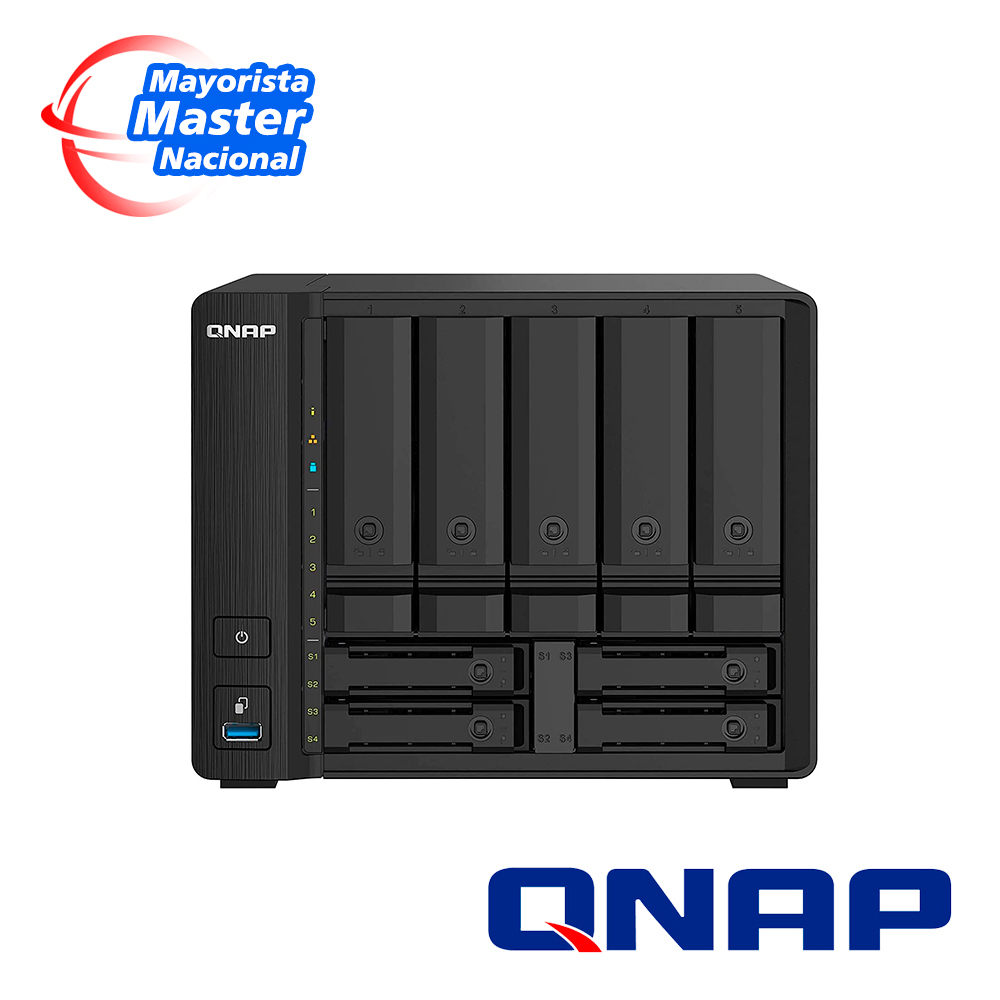 Nas Qnap Ts-932px-4g-us / Procesador Anapurnalabs / Memoria Ram 4GB / 5 Bahias Frontales Sata 3.5 Pulgadas Mas 4 Bahias Frontales Sata 2.5 Pulgadas / 2 Puertos RJ45 2.5GBE Mas 2 Puertos SFP Plus 10GIGA / Montaje En Escritorio