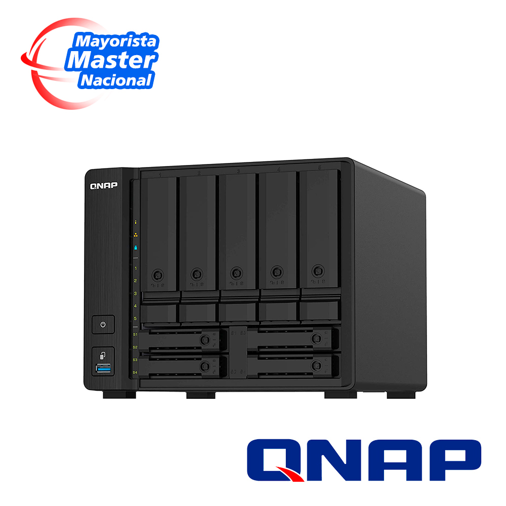 Nas Qnap Ts-932px-4g-us / Procesador Anapurnalabs / Memoria Ram 4GB / 5 Bahias Frontales Sata 3.5 Pulgadas Mas 4 Bahias Frontales Sata 2.5 Pulgadas / 2 Puertos RJ45 2.5GBE Mas 2 Puertos SFP Plus 10GIGA / Montaje En Escritorio