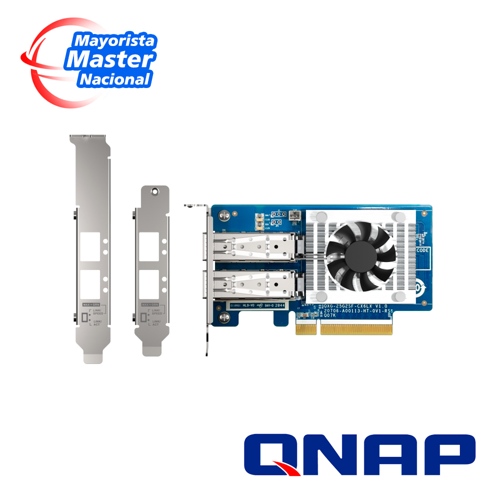 Tarjeta De Red Qnap Qxg-25g2sf-cx6 Dual-port Sfp28 25GBE Network Expansion Card; Low-profile Form Factor; Pcie Gen4 X8
