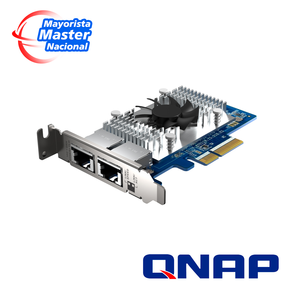 Tarjeta De Red Qnap Qxg-10g2t-x710 / Velocidad De Transmision 10GBE / 2 Puertos Ethernet RJ45 / Pci 3X4 / Compatible Con Windows 8 Y 10