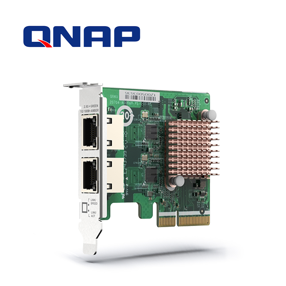 Tarjeta De Red Qnap Qxg-2g2t-i225 / Dos Puertos Ethernet RJ45 Con Velocidad De 2.5GBE / Pci Gen 2 X2