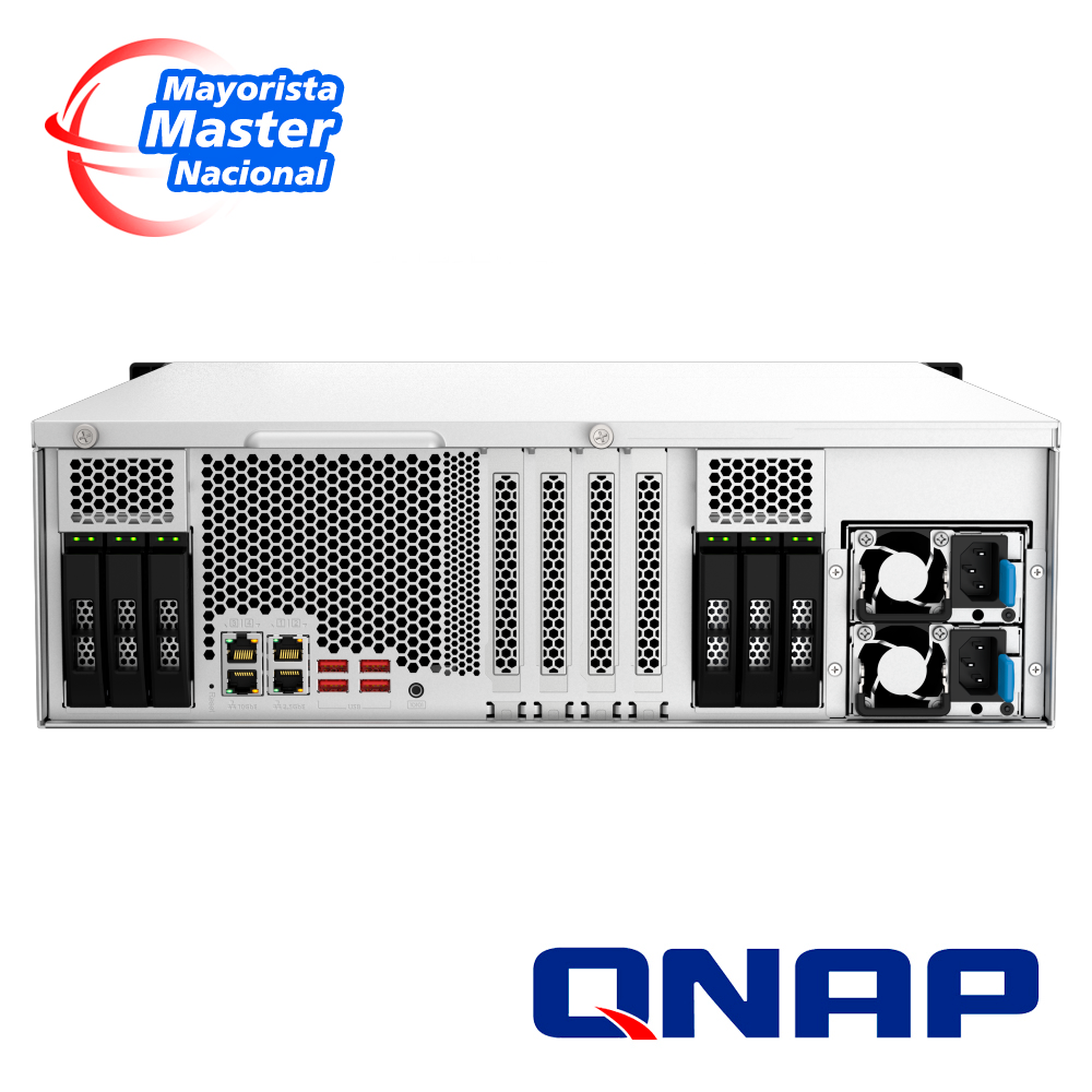 Nas Qnap Ts-h2287xu-rp-e2378-64g / 22 Bahias / 3UR / Intel Xeon 8 Nucleos / 16 Hilos / 64GB De Ram / 16 X 2.5 Pulgadas /3.5 Pulgadas Sata Mas 6 X 2.5 Pulgadas Sata / Fuente De Poder Redundante 550W / 2 Puertos 10GBASE-T, 2 Puertos 2.5G / Quts Hero O.s. Con Zfs, Deduplicacion, Compresion Y Snapshots