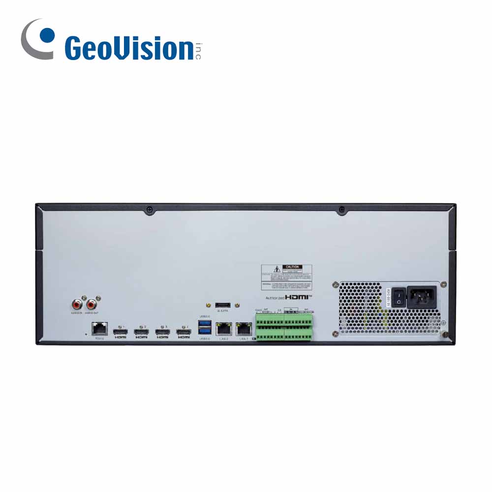NVR 256-CANALES Geovision Gv-rnvr256g0-n / Reconocimiento-facial-ia-realtime / Face-tracking / Hasta12mp / 16HDD-HASTA-18TB(MAXTB) / / 3-HDMI-1080P-1-HDMI-8K / Audiobidireccional / Analiticas / / E-map / ONVIF / Alarma-16in4out / 1024MBPS / Raid 0-1-5-6-10