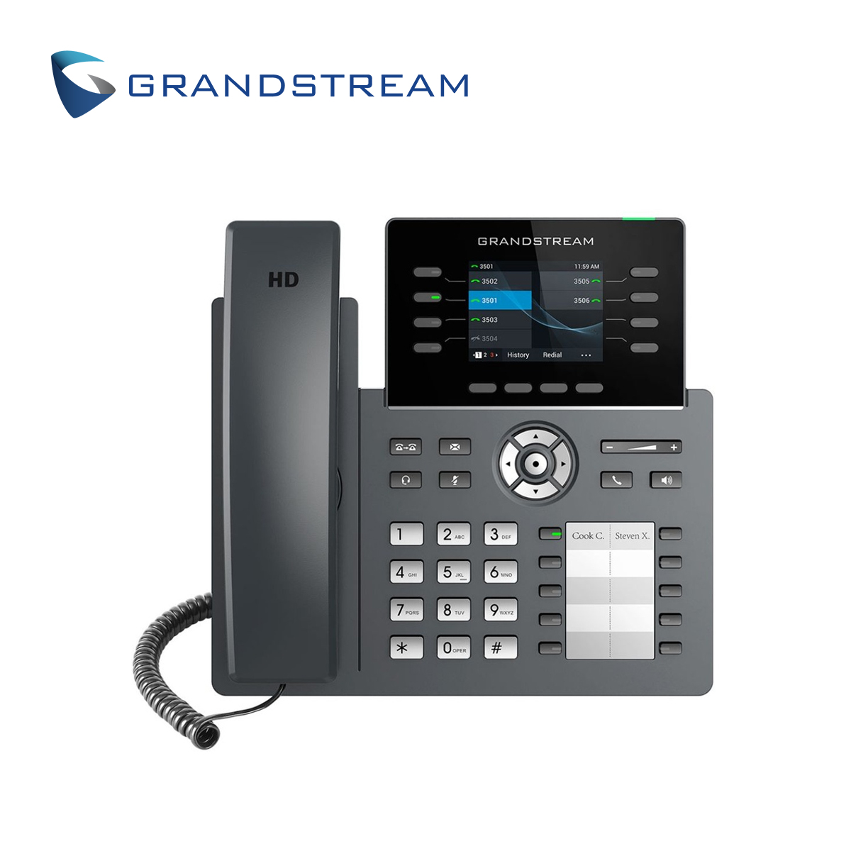 TELEFONO IP GRADO CARRIER WIFI 6 GRANDSTREAM GRP2634 / 12 CUENTAS SIP / 8 LINEAS / 8 TECLAS DE LINEAS / 10 TECLAS EXTENSIONES / PANTALLA COLOR LCD TFT / 2 PUERTOS 10/100/1,000MBPS / WIFI 802.11AC/AX / ALIMENTACION POE AF / 12VCD/1A