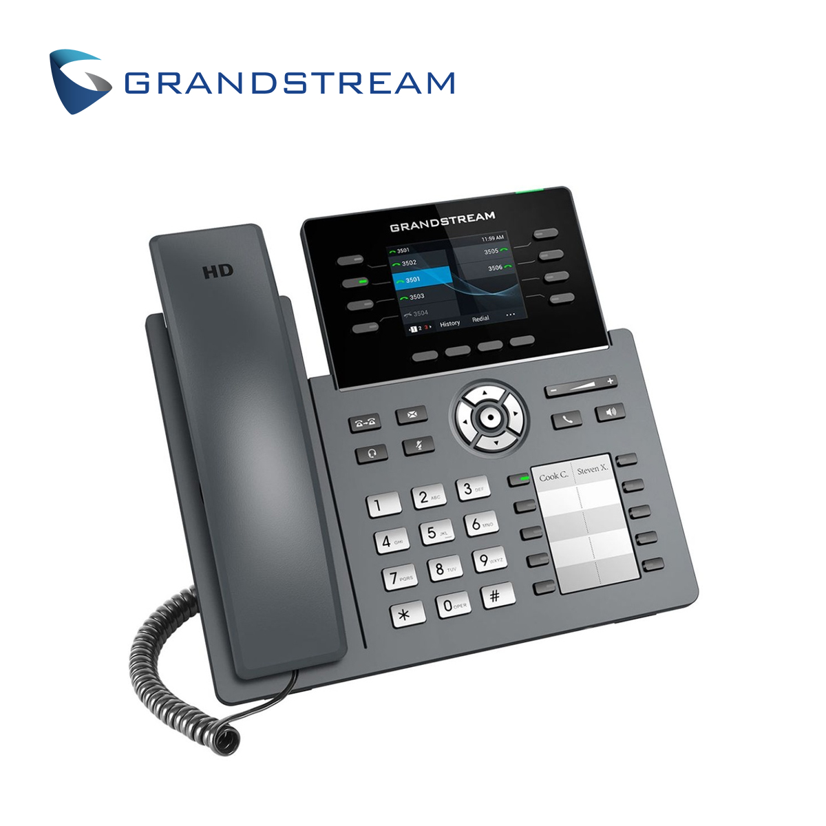 Telefono IP Grado Carrier Wifi 6 Grandstream Grp2634 / 12 Cuentas Sip / 8 Lineas / 8 Teclas De Lineas / 10 Teclas Extensiones / Pantalla Color LCD Tft / 2 Puertos 10/100/1,000MBPS / Wifi 802.11AC/AX / Alimentacion POE Af / 12VCD/1A