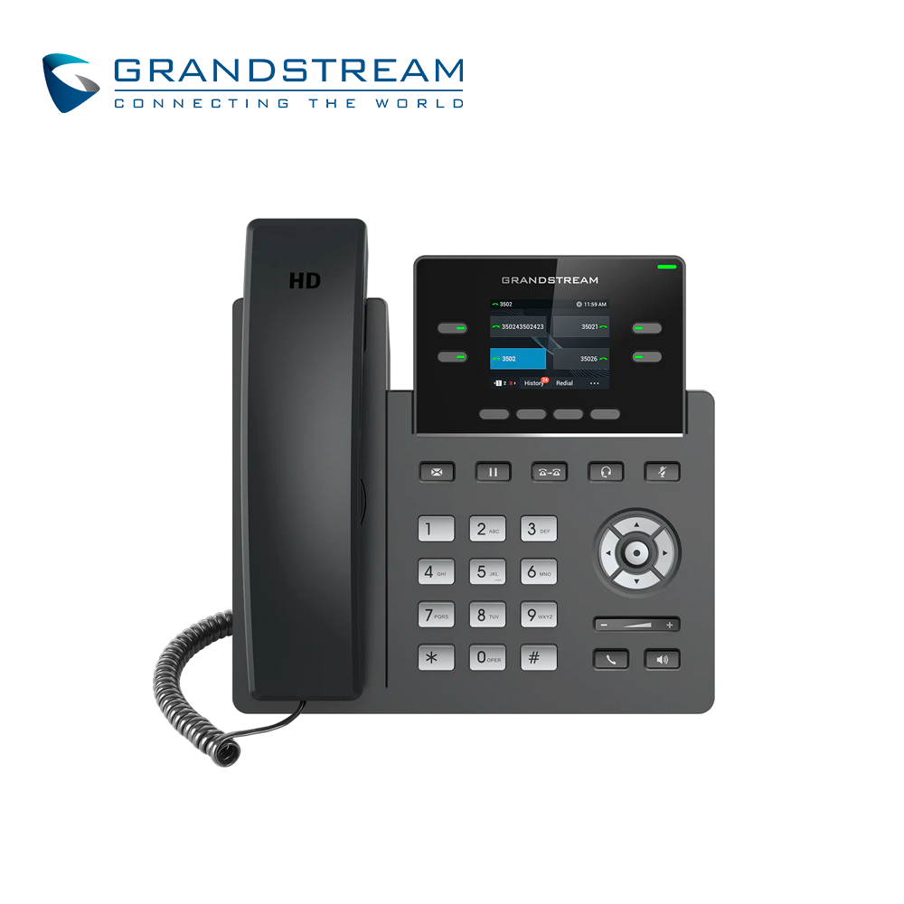 TELEFONO IP GRADO CARRIER GRANDSTREAM GRP2612G / 2 CUENTAS SIP / 4 LINEAS / 4 TECLAS MULTI FUNCION PANTALLA COLOR LCD TFT / 2 PUERTOS 10/100/1,000MBPS / HASTA 16 TECLAS BLF / ALIMENTACION POE AF / 5VCD/0.6A