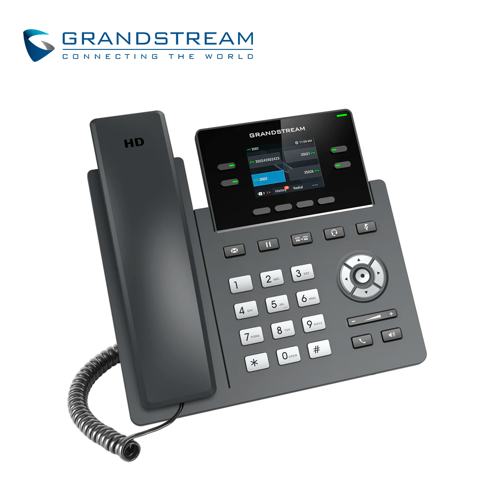 Telefono IP Grado Carrier Grandstream Grp2612g / 2 Cuentas Sip / 4 Lineas / 4 Teclas Multi Funcion Pantalla Color LCD Tft / 2 Puertos 10/100/1,000MBPS / Hasta 16 Teclas Blf / Alimentacion POE Af / 5VCD/0.6A